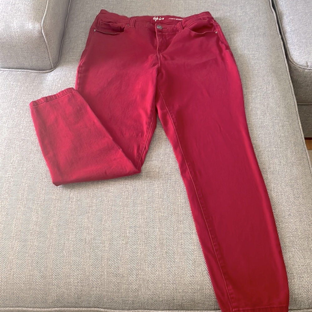 Style & Co Curvy Skinny Leg Jeans, size 10, Red